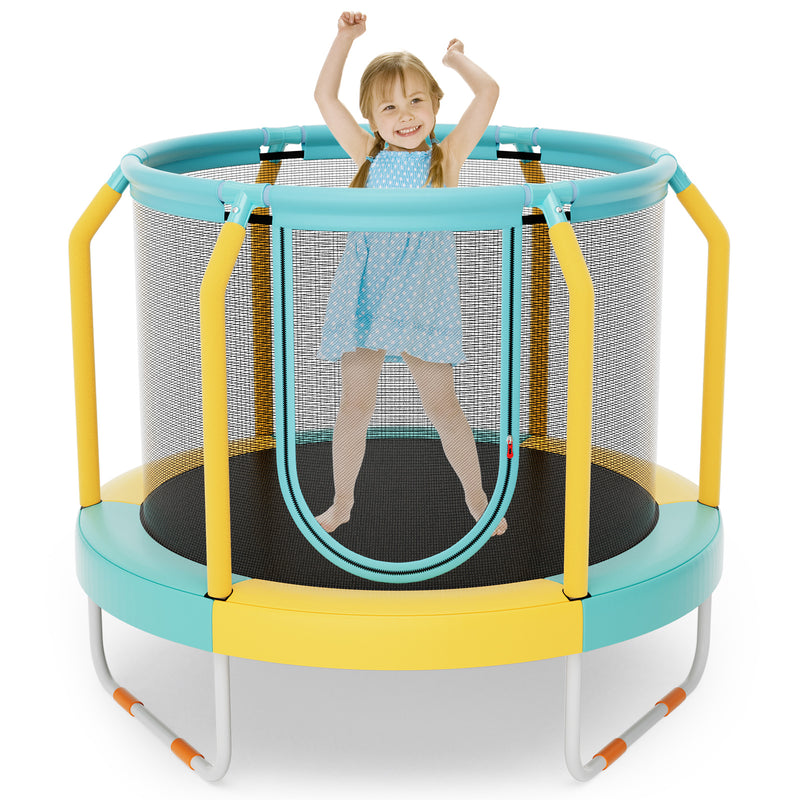 Mini Trampoline with Enclosure and Heavy-duty Metal Frame-Yellow