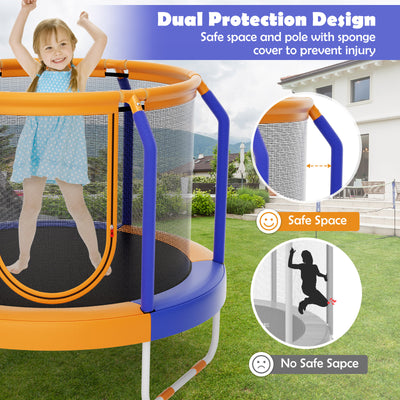 Mini Trampoline with Enclosure and Heavy-duty Metal Frame-Orange