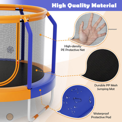 Mini Trampoline with Enclosure and Heavy-duty Metal Frame-Orange