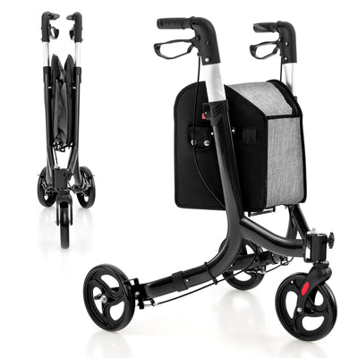 3-Wheel Rolling Walker with Adjustable Handle-Black