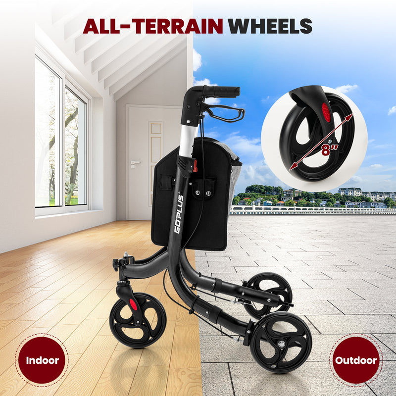 3-Wheel Rolling Walker with Adjustable Handle-Black