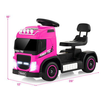 6V Kids Electric Ride-on Truck with Height Adjustable Seat-Pink