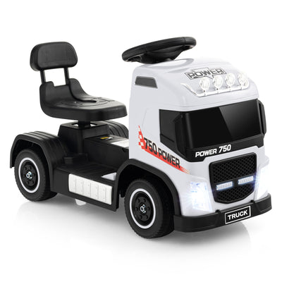 6V Kids Electric Ride-on Truck with Height Adjustable Seat-White