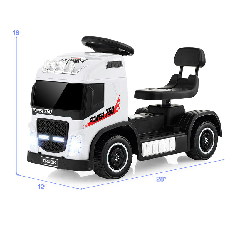 6V Kids Electric Ride-on Truck with Height Adjustable Seat-White