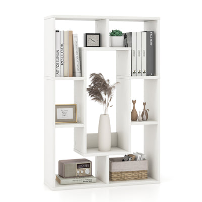 7-Cube Geometric Bookshelf Modern Decorative Open Bookcase-White