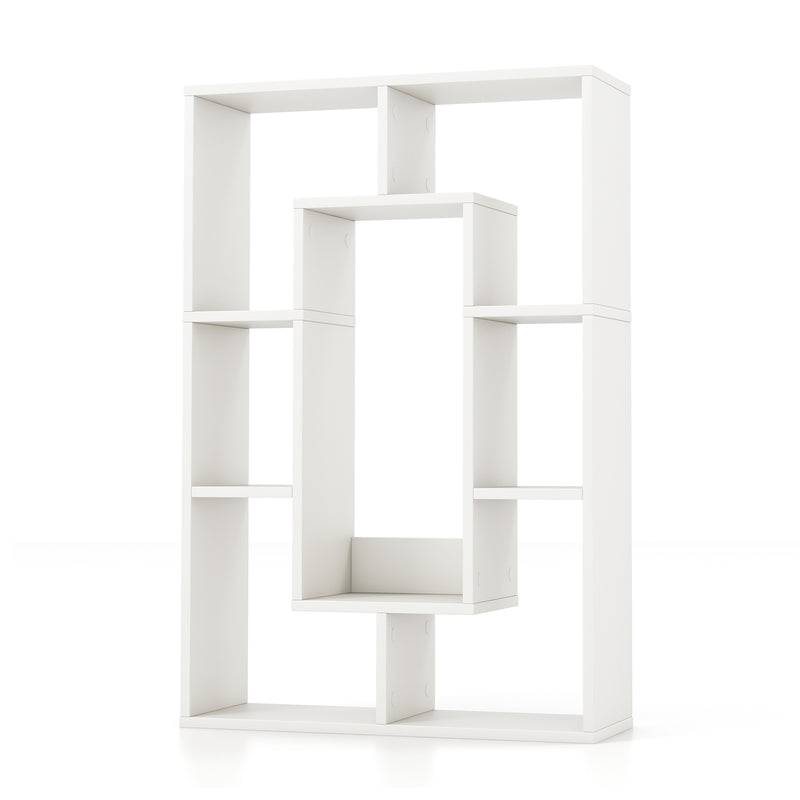 7-Cube Geometric Bookshelf Modern Decorative Open Bookcase-White