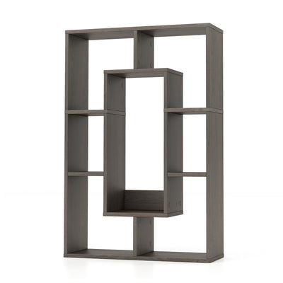 7-Cube Geometric Bookshelf Modern Decorative Open Bookcase-Gray