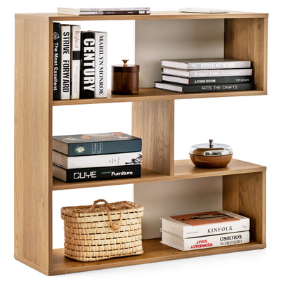 Concave Bookshelf 3-Shelf Open Bookcase with Anti-Toppling Device for Living Room Study Office