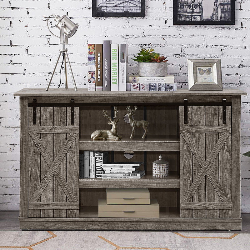 Sliding Barn TV Stand Console Table-Gray