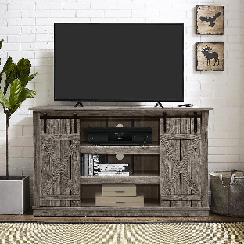 Sliding Barn TV Stand Console Table-Gray