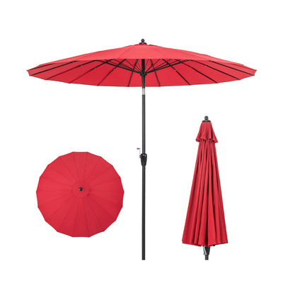 9 Feet Round Patio Umbrella with 18 Fiberglass Ribs-Wine