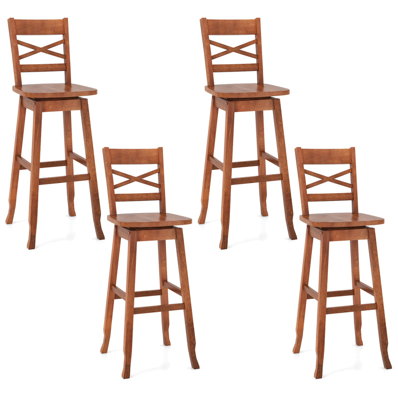 Swivel 30-Inch Bar Height Stool Set of 2 with Footrest-Walnut