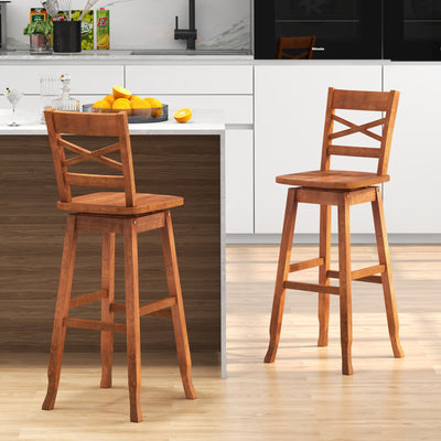 Swivel 30-Inch Bar Height Stool Set of 2 with Footrest-Walnut