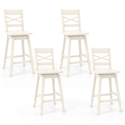 Swivel 24-Inch Counter Height Stool Set of 2 with Inclined Backrest-Cream