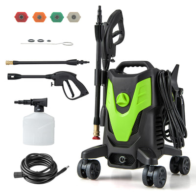 2400 PSI Electric Pressure Washer with 4 Universal Wheels-Green