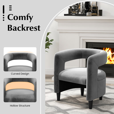 Comfy Accent Armchair with Footrest-Gray