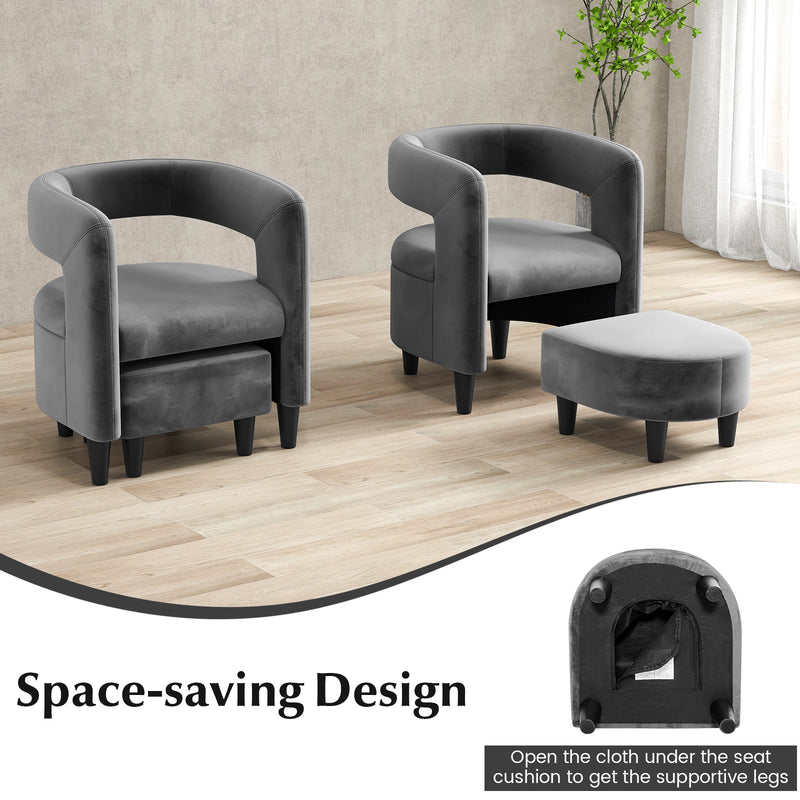 Comfy Accent Armchair with Footrest-Gray