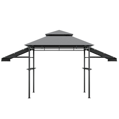 13.5 x 4 Feet Patio BBQ Grill Gazebo Canopy with Dual Side Awnings-Gray