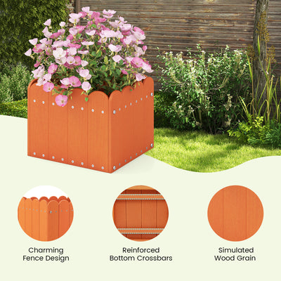 2 Pack Square Planter Box with Drainage Gaps for for Front Porch Garden Balcony-Orange