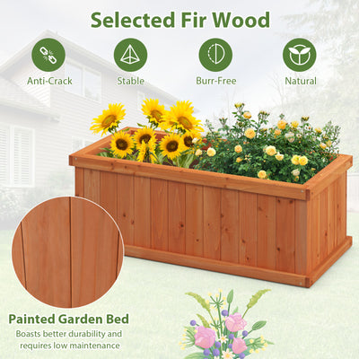 Raised Garden Bed Wooden Planter Box with 4 Drainage Holes and Detachable Bottom Panels-Orange