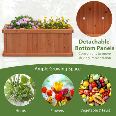 Raised Garden Bed Wooden Planter Box with 4 Drainage Holes and Detachable Bottom Panels-Orange