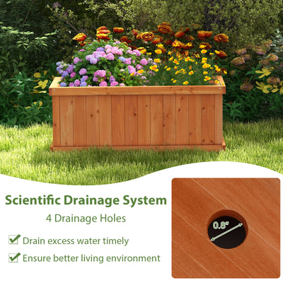 Raised Garden Bed Wooden Planter Box with 4 Drainage Holes and Detachable Bottom Panels-Orange