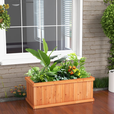 Raised Garden Bed Wooden Planter Box with 4 Drainage Holes and Detachable Bottom Panels-Orange