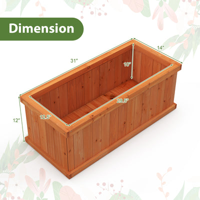 Raised Garden Bed Wooden Planter Box with 4 Drainage Holes and Detachable Bottom Panels-Orange