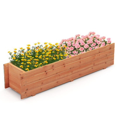 Fir Wood Planter Box with 2 Drainage Holes and 3 Added Bottom Crossbars-Orange