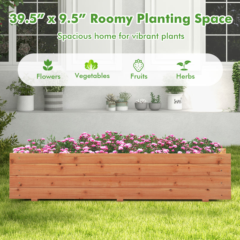 Fir Wood Planter Box with 2 Drainage Holes and 3 Added Bottom Crossbars-Orange