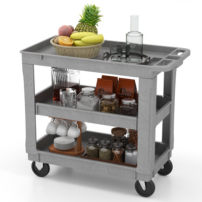 3-Tier Utility Cart with 550 LBS Max Load and Adjustable Middle Shelf-Gray