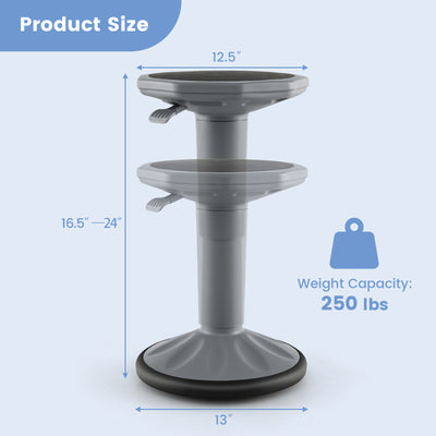 Adjustable-Height Wobble Chair Active Learning Stool for Office Stand Up Desk-Gray