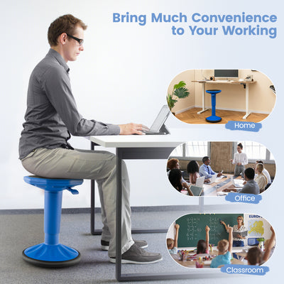 Adjustable-Height Wobble Chair Active Learning Stool for Office Stand Up Desk-Navy