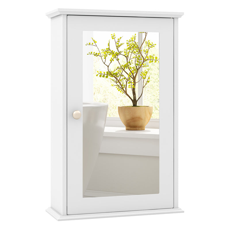 Bathroom Wall Cabinet with Single Mirror Door-White