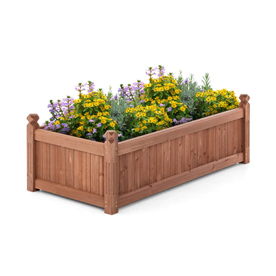 46 x 24 x 16 Inch Rectangular Planter Box with Drainage Holes for Backyard Garden Lawn-Brown