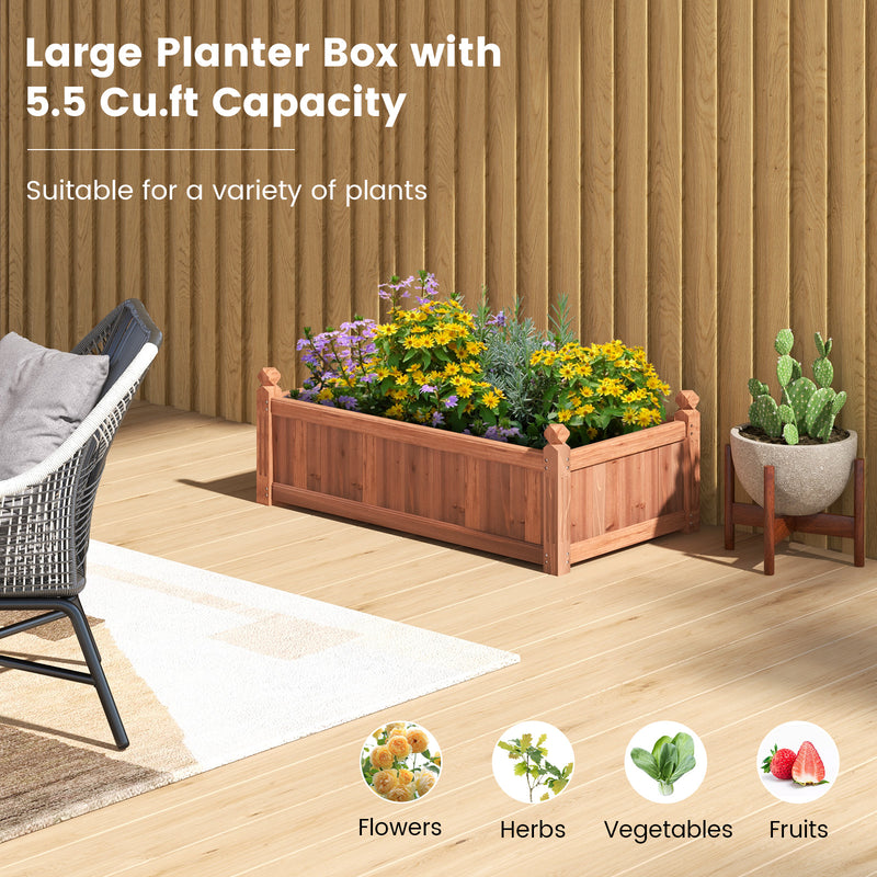 46 x 24 x 16 Inch Rectangular Planter Box with Drainage Holes for Backyard Garden Lawn-Brown