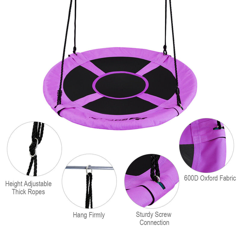 40 Inch Flying Saucer Tree Swing Indoor Outdoor Play Set-Purple