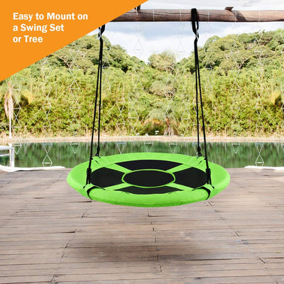 40 Inch Flying Saucer Tree Swing Indoor Outdoor Play Set-Green