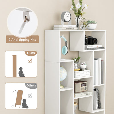 47-Inch Tall Bookshelf for Home Office Living Room-White