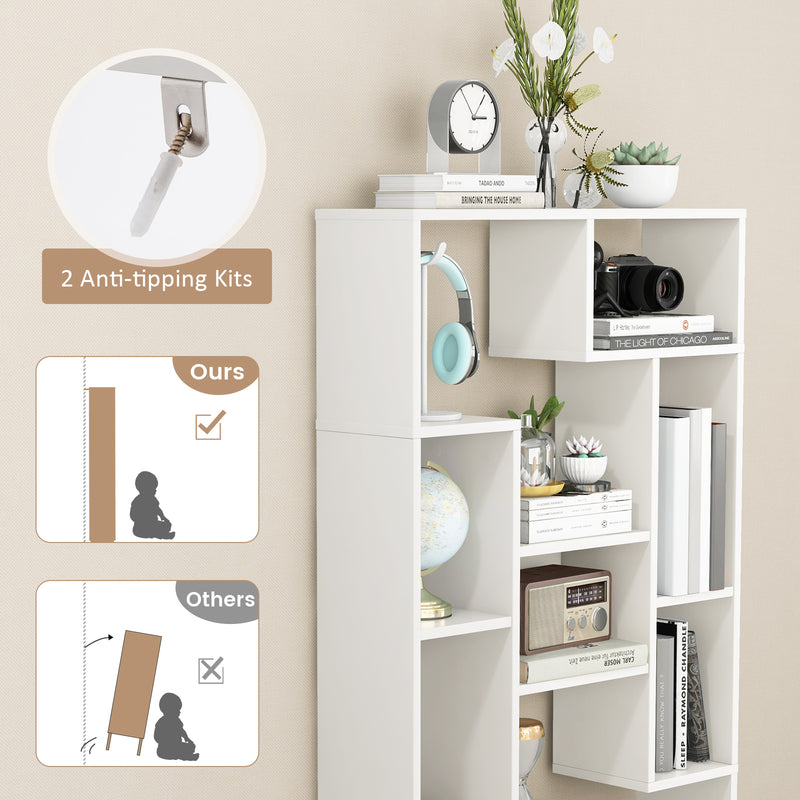 47-Inch Tall Bookshelf for Home Office Living Room-White