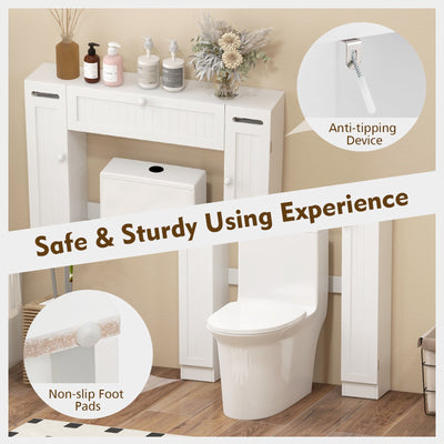 Over The Toilet Bathroom Cabinet with Adjustable Shelves and Paper Holder