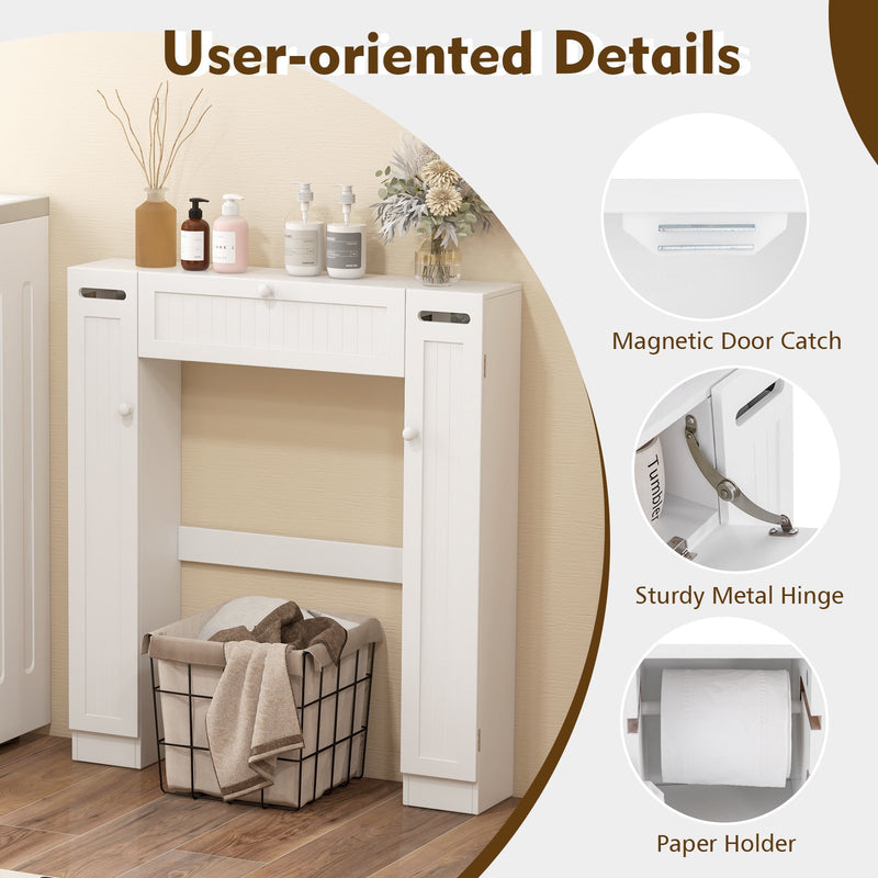 Over The Toilet Bathroom Cabinet with Adjustable Shelves and Paper Holder