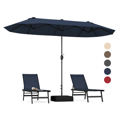 13 Feet Double-Sided Patio Twin Table Umbrella with Crank Handle-Navy