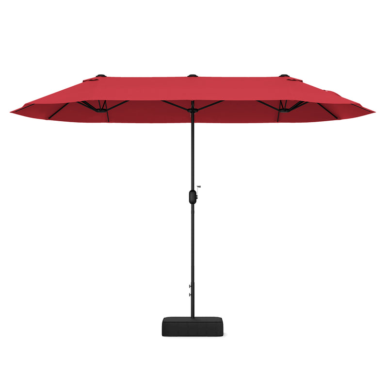 13 Feet Double-Sided Patio Twin Table Umbrella with Crank Handle-Wine