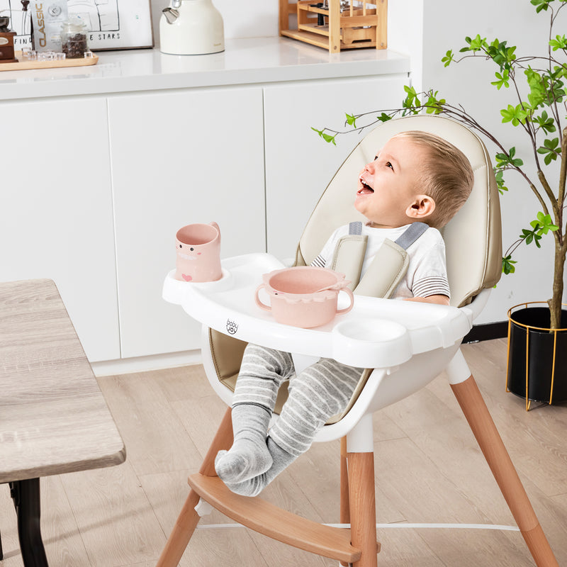 Baby High Chair with Dishwasher Safe Tray-Beige