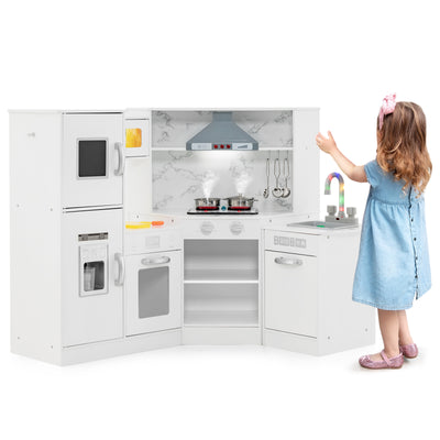 Kids Corner Pretend Kitchen Playset with Separated Washing Basin-White