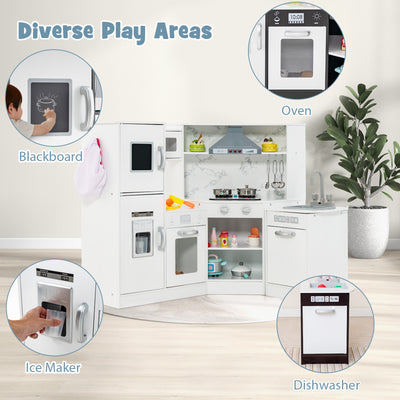 Kids Corner Pretend Kitchen Playset with Separated Washing Basin-White