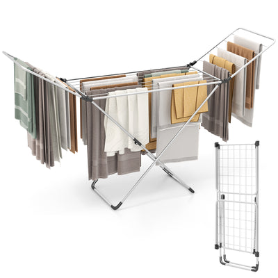 Folding Clothes Drying Rack with Adjustable Wings for Indoor and Outdoor Use