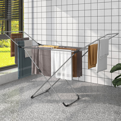 Folding Clothes Drying Rack with Adjustable Wings for Indoor and Outdoor Use