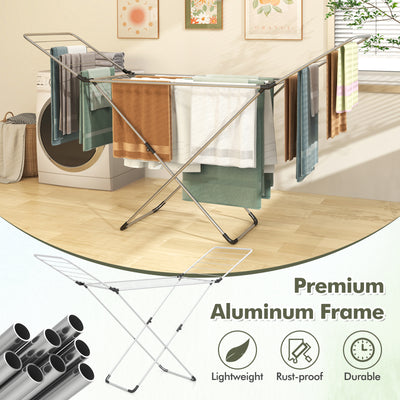 Folding Clothes Drying Rack with Adjustable Wings for Indoor and Outdoor Use